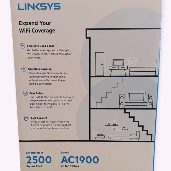 NEW Linksys WiFi Extender — RE7000 Max-Stream AC1900+ WiFi Extender - Picture 10 of 12